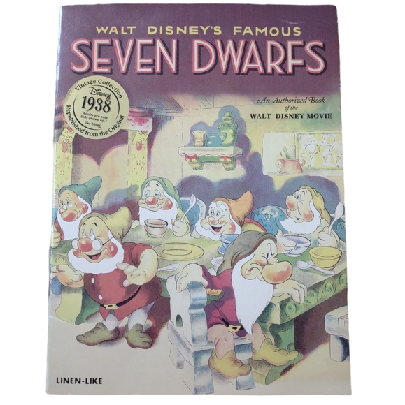 Walt Disney's famous Seven dwarfs linen like book Vintage collection
